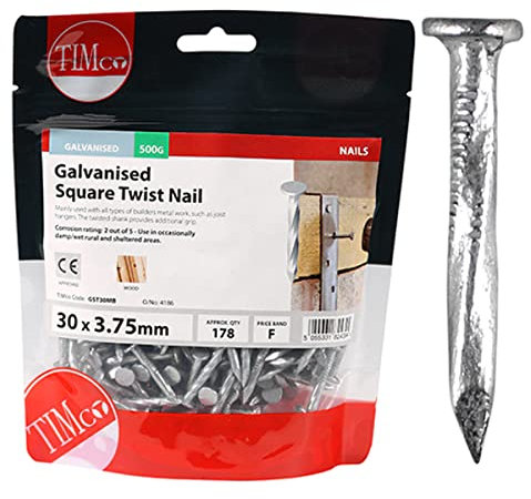 TimCo GST30MB Galvanized Square Twist Nail 30 x 3.75 - (0.5kg Bag)