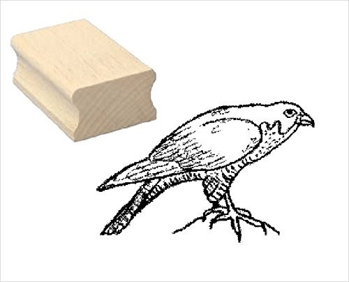 Stempel Holzstempel Motivstempel « WANDERFALKE » Scrapbooking - Embossing Kinderstempel Tierstempel Falke Turmalke Falkner Ornithologe