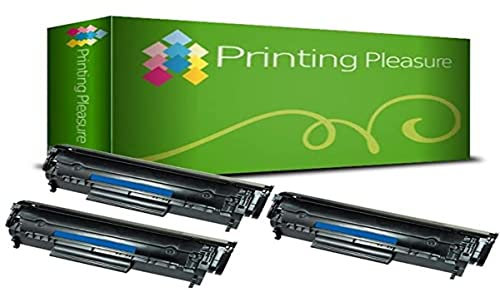 Printing Pleasure 3 Toner kompatibel zu Q2612A 12A für HP Laserjet 1010 1012 1015 1018 1020 1020 Plus 1022 1022N 1022NW 3010 3015 3020 3030 3050 3052 3055 M1005 M1319F MFP - Schwarz, hohe Kapazität