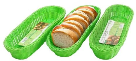 3er-Set Baguette-Korb grün Brötchenkorb Brotkorb Frühstückskorb Buffet Aufbewahrungskorb, Küchenkorb, Dekokorb Brotkörbchen Körbchen Servierkorb