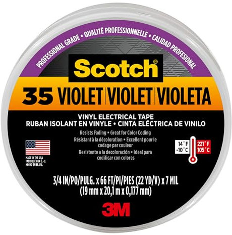 3M 80611211634 35 Scotch Elektro Isolierband, Vinyl, 19 mm x 20 m, Violett