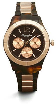 Kenneth Cole Damen-Armbanduhr 37mm Armband Plastik Zwei Ton Gehäuse Edelstahl Quarz Analog KC0003
