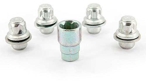 H&R Set di bulloni antifurto per Ruote M12x1.50 Piatto - 4 Dadi Antifurto incl. Adattatore