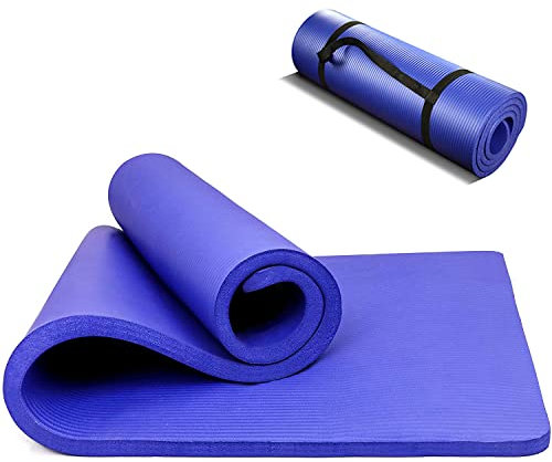 PROIRON Gymnastikmatte, Turnmatte für Zuhause mit Tragegurt Trainingsmatte Rutschfest, Yoga Matte Dick 10/15mm und Sportmatte Fitnessmatte Yogamatte Pilates Matte für Heimtraining Blau-183x66x1,5cm