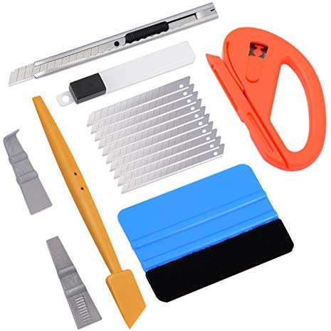 Ehdis Kit Vinilo Herramientas de película de Tinte de Envoltura de Vinilo, para la Instalación de Vinilos para Ventanas, con Cortador de Precisión y espatula Vinilo
