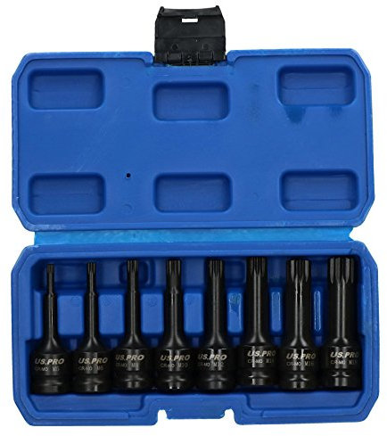 Spline Socket Set Triple Square 1/2 Drive M5 - M18 8pc Deep Impact AT831