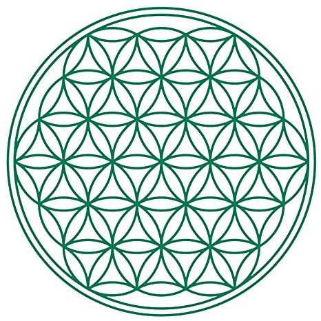 Blume des Lebens - IN - Geometrie - Wandtattoo Wandaufkleber Sticker Aufkleber (20 (B) x 20 (H) cm, Grün)