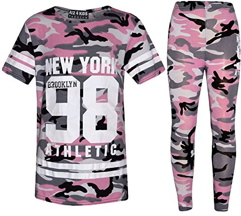 A2Z 4 Kids® Girls NEW YORK BROOKLYN 98 ATHLETIC Camouflage Print Trendy Top & Fashion Legging Set New Age 7 8 9 10 11 12 13 Years