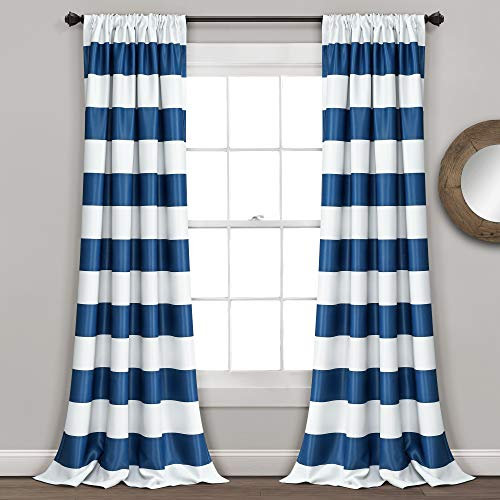 Lush Decor à Rayures occultant Rideau de fenêtre, 84 par 132,1 cm, Bleu Marine