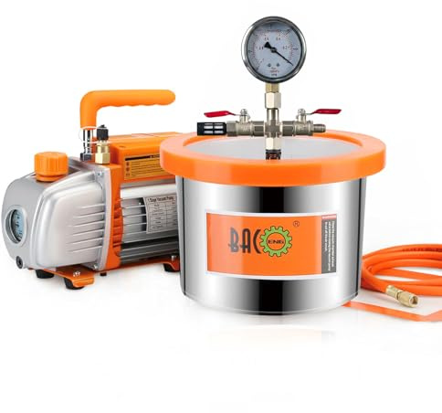BACOENG 1 1/2 Gallon Vacuum Chamber Kit with 3.6 CFM 1 Stage Vacuum Pump HVAC