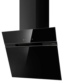Elica ASC-LED-60BLK 59 cm Angled Chimney Cooker Hood - Black Glass