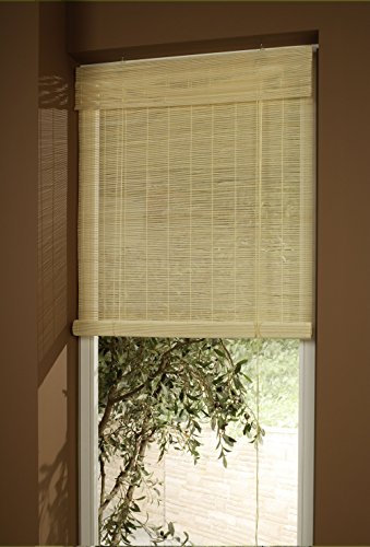 deko-raumshop Bambusrollo Faltrollo Rollo Farbe Natur Breite 60 bis 140 cm Schnurzugrollo Vorhang Wandmontage Deckenmontage Blickdicht geflochtene Stächchen Naturmaterialien Bambus Holz (80 x 160 cm)