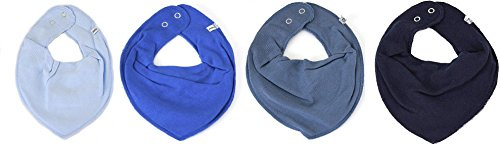 Pippi * 4er Set Baby Dreieckstuch Halstuch Lätzchen 4 Stück * verschiedene Farbkombinationen (4er Tolle Blau Töne)