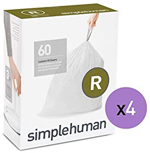 simplehuman Code R Custom Fit Drawstring Trash Bags in Dispenser Packs, 30 Liter / 8 Gallon, White – 240 Liners