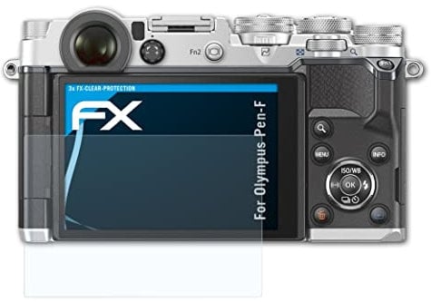 atFoliX Screen Protection Film compatible with Olympus Pen-F Screen Protector, ultra-clear FX Protective Film (3X)