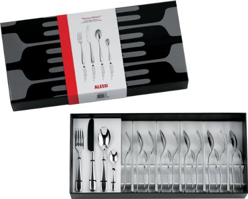 Alessi Nuovo Milano 5180S75M Servizio Completo di Posate di Design, 75 Pezzi in Acciaio Inox