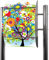 banjado® Standbriefkasten Edelstahl mit Zeitungsfach Motiv Märchenzauberbaum/Briefkasten mit Standfuß/Edelstahl Briefkasten freistehend - A4 Einwurf inkl. 2 Schlüssel