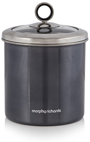 Morphy Richards Accents Storage Canister with Glass Lid, Stainless Steel, Black, Large