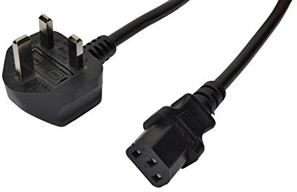 Power Lead IEC -13 Amp Plug - Kettle Style Connector 2M Long 10 Amp Fuse