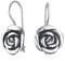 Rose Blumen Tropfen Ohrringe Mit Französischem Draht Für Frauen In Schwarzem Antikem Oxidiertem .925 Sterlingsilber