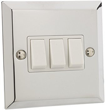 CH643-01 Triple interrupteur va-et-vient 10 A en chrome