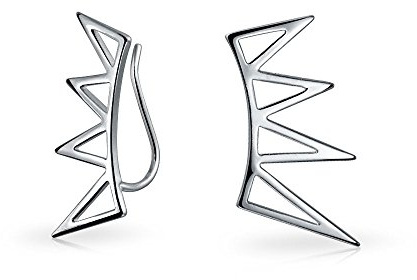 Boho trendy minimalistische geometrische Pyramide Spike Dreiecke Crawler Ohr Pin Warp Kletterer Ohrringe für Frauen Teen Rose vergoldet 925 Sterling Silber