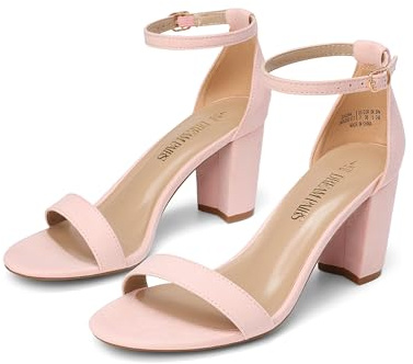 DREAM PAIRS Sandalias de mujer con tacones.,Size 43,Rosa,CHUNK