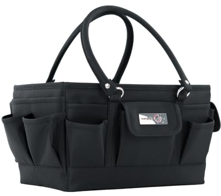 Everything Mary Deluxe Store & Tote Organizer – Black Craft Caddy with Handle – Collapsible Bag for Sewing, Scrapbooking, Art Supplies & DIY Project Organization