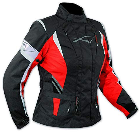 A-Pro Textiljacke Motorrad Touring Damen Protektoren Thermofutter Wasserdicht Rot L