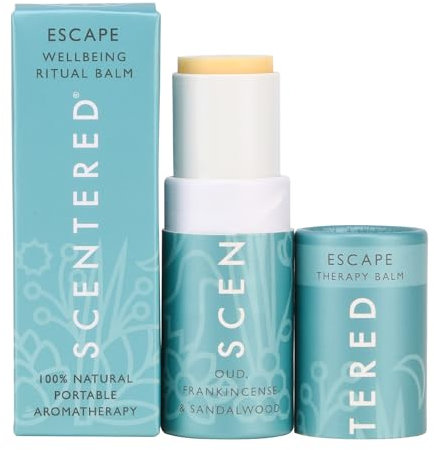 Scentered Aromatherapy Balm Stick - Escape - Natural Calm Essential Oil Roll On - Meditation Aid for Relaxation & Self-Care - 100% Natural: Frankincense, Oud, Sandalwood - Mindfulness Gifts for Women