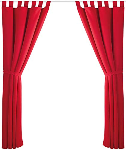 Bestlivings 2er Set Dekoschal mit Schlaufe, inkl. Raffhalter & Haken, rot in 140x145 cm