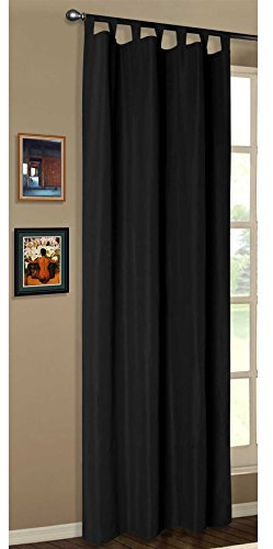 1er Set Vorhang Blickdicht Matte unifarbene Gardine mit Schlaufen. Aus edlem Microsatin Micofaser-Gewebe., 175x140, Schwarz, 20400