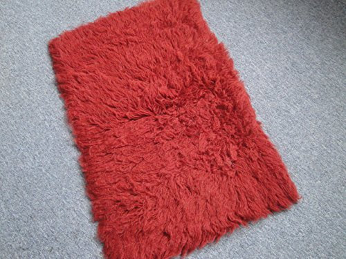 orientbazar24 Flokati ca 0.80 x 0.50 m Burgundy aus Griechenland 100% Reiner Schurwolle 1400 Gramm Qualität