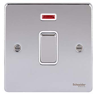 Schneider Electric GU2511WPC Ultimate Low Profile Polished Chrome White Insert 20AX DP Switch + neon