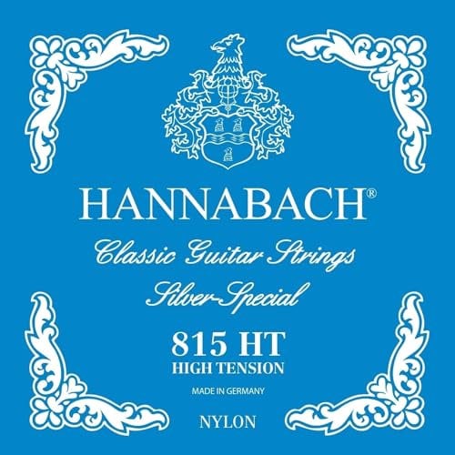 Hannabach Cuerdas para Guitarra Clásica Serie 815, Tensión Alta, Plateado Especial, Set