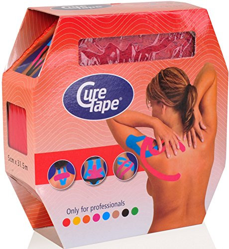 CureTape® Kinesiologie Tape (5 cm x 31,5 m) | Wasserfest und latexfreies Kinesiotapes | Kinesiotape mit TÜV-Zertifikat | Sporttape für den Profi | Physio Tape für Verletzungen & Beschwerden | Rot