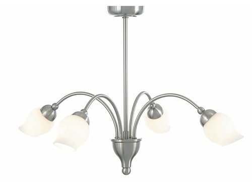 * Rimini Pendant 4 Light Satin Chrome/Opal Glass