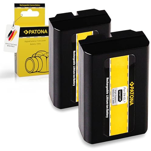 PATONA 2X EN-EL1 Akku 650mAh Ersatzakku kompatibel mit Nikon Coolpix 4300 4500 4800 5000 5400 5700 8700 775 880 995 Konica Minolta Dimage A200 ENEL1 EN EL1