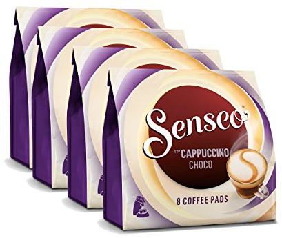 Senseo Dosettes à Café Cappuccino Choco, Café Goût Chocolat, Nouvelle Recette, Lot de 4, 4 x 8Dosettes