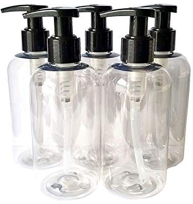 250ML Clear PET Empty Plastic Bottle with Black Lotion Pump Dispenser - Recyclable (5)