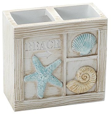 Zenna Home Seaside Serenity Toothbrush Holder Accessori Bagno, Resina, Verde Acqua/Avorio, 1 Count (Pack of 1)
