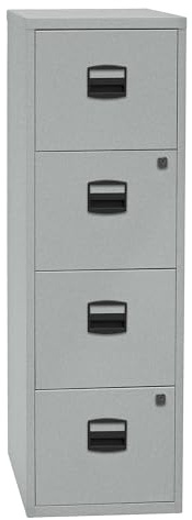 Bisley Home Armadio sospeso PFA, 4 cassetti HR, 355 Argento, 40 x 41.3 x 132.1 cm