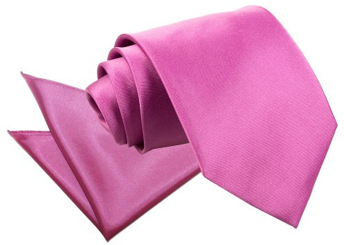 DQT Plain Glossy Satin Polyester Wedding Classic Neck Tie and Pocket Square Set for Men in Mulberry