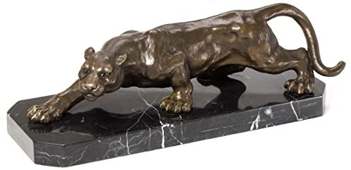 aubaho Bronze Skulptur Panther Leopard Bronzefigur Bronzeskulptur antik Stil Sculpture
