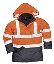 Portwest S779 Bizflame Regen Warnschutz Multi-Norm Jacke Stehkragen Langarm | Orange/Marine, XL, EN ISO 20471 Klasse 3, EN 1149-5, EN 13034, Polyester, Fünf Taschen, 5 Taschen, Reißverschluss
