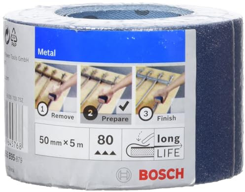 BOSCH Schleifrolle 50 mm x 5 m, K80, blau, 2609256B95