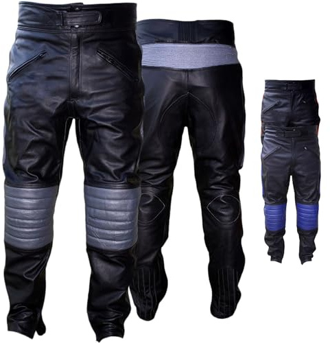 German Wear Motorradhose Motorrad Biker Lederhose Rindsleder Leder Hose Schwarz