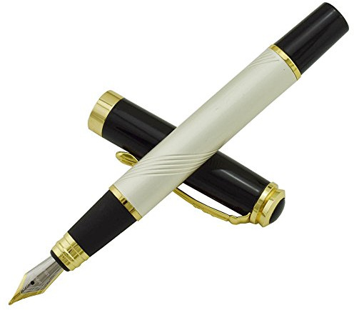 New Mother of Pearl Fountain Pen Art Black Cap Push Style