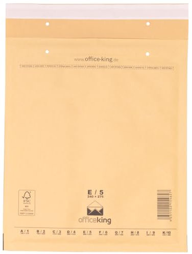 50 x Luftpolstertaschen braun Gr. E/5 (240x275 mm) DIN B5+ - Marken-Qualität von OfficeKing®