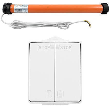 3T-MOTORS Markisenmotor Set 3T45-40 + AP-Schalter (Zugkraft 40 Nm/80 kg) für 63 mm Markisenwelle, zum Nachrüsten bei Markisen bis 5 m Ausladung, einfache Montage mit Zubehör, Markisenantrieb